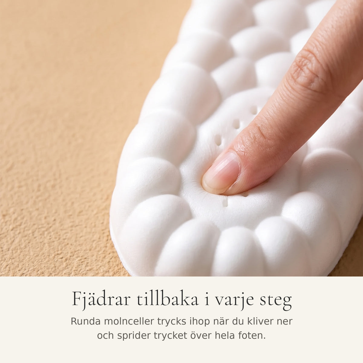 Finger trycker in molnceller på sulans undersida