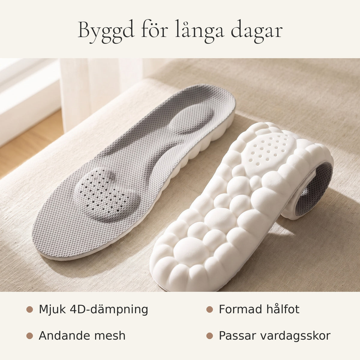 Molnsula fördelar: dämpning, hålfot, mesh